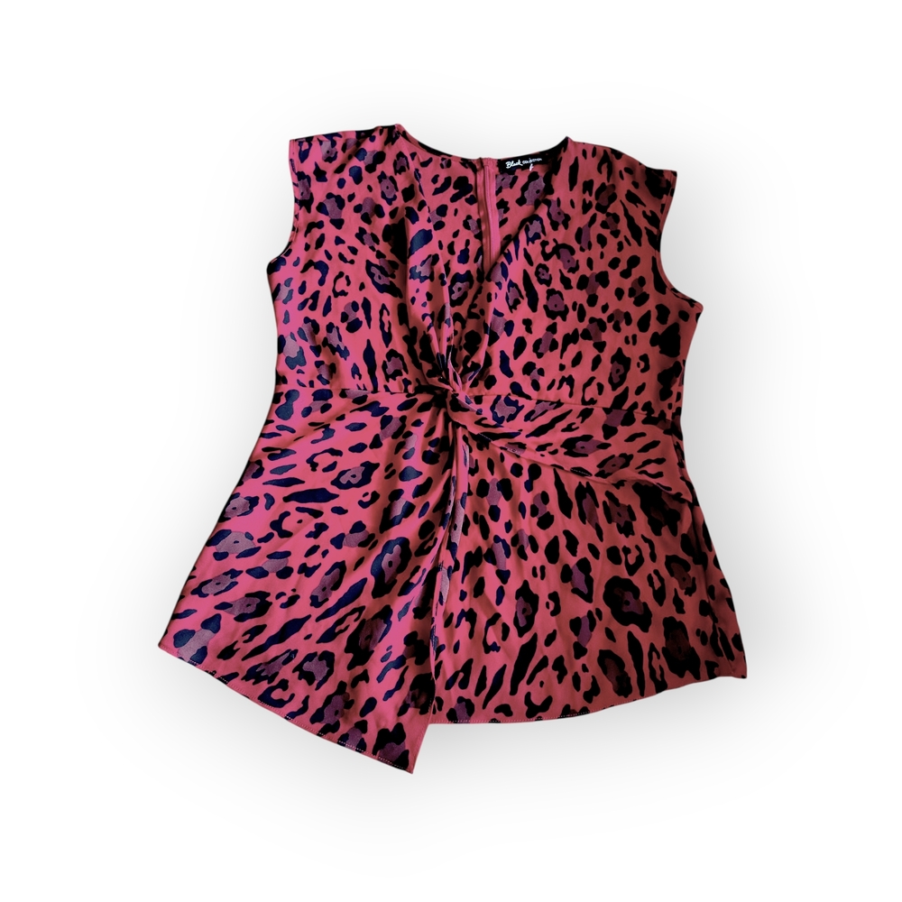 Red Animal Print Wrap Blouse - Picture 4 of 8